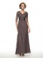 Long V-Neck Lace Chiffon 3/4 Length Sleeves Mother of The Bride Dresses 99605013 Long V-Neck Lace Chiffon 3/4 Length Sleeves Mother of The Bride Dresses 99605013
