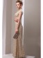Sheath Gold Sequins Lace V-Neck Long Mother of The Bride Dresses 99605014