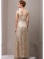Sheath Gold Sequins Lace V-Neck Long Mother of The Bride Dresses 99605014