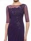 Half Sleeves Illusion Neckline Lace Chiffon Long Purple Mother of The Bride Dresses 99605020