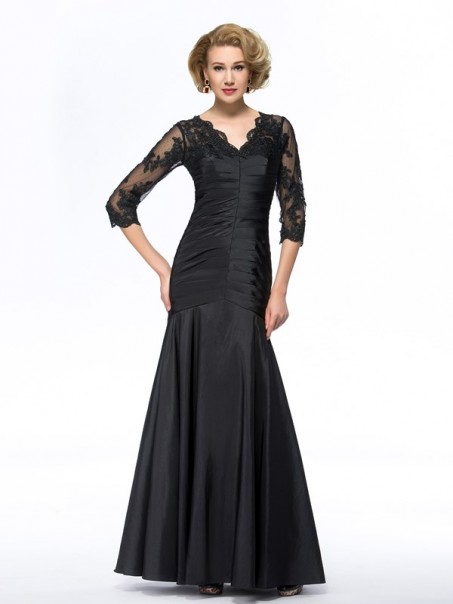Long Black 3/4 Length Sleeves Lace Long Mother of The Bride Dresses 99605030 Long Black 3/4 Length Sleeves Lace Long Mother of The Bride Dresses 99605030