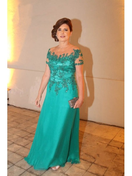 Short Sleeves Lace Appliques Mother of The Bride and Groom Dresses 99605062