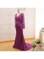 Mermaid Long Sleeves V-Neck Lace Mother of The Bride and Groom Dresses 99605071