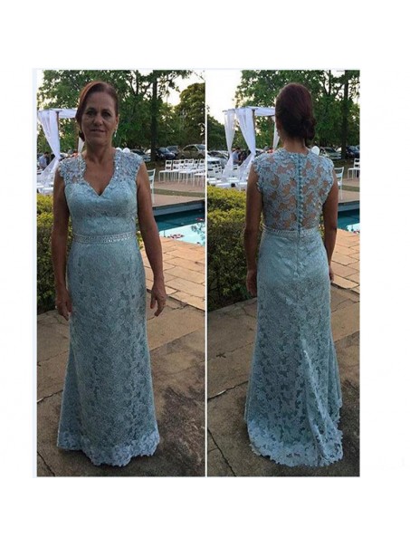 Beaded V-Neck Lace Long Mother of The Bride Dresses 99605087