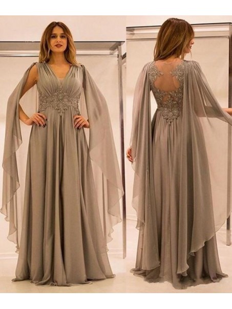 Long Chiffon Mother of The Bride Dresses with Lace Appliques 99605113