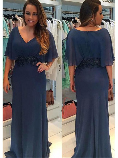 Elegant V-Neck Long Mother of The Bride Dresses 99605119