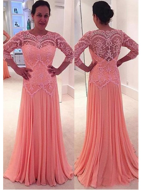 A-Line Lace Chiffon Long Mother of The Bride Dresses 99605127