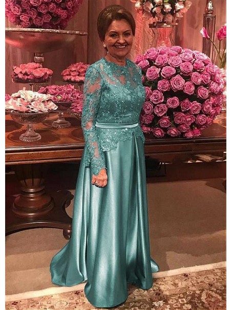A-Line Long Sleeves Lace Mother of The Bride Dresses 99605133
