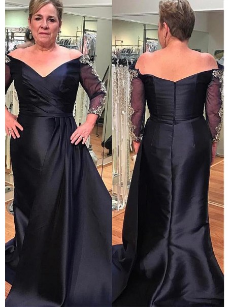 Elegant Off-the-Shoulder Long Mother of The Bride Dresses 99605135