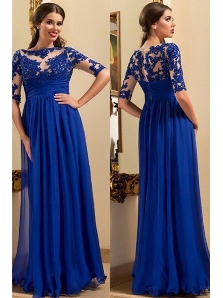A-Line Long Mother of The Bride Dresses with Lace Appliques 99605137