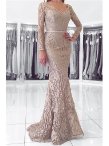Mermaid V-Neck Lace Long Mother of The Bride Dresses 99605141