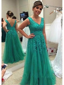 A-Line Tulle V-Neck Long Mother of The Bride Dresses with Beads and Lace Appliques 99605142 A-Line Tulle V-Neck Long Mother of The Bride Dresses with Beads and Lace Appliques 99605142