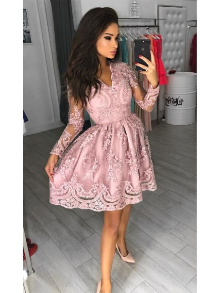 Short Prom Dress Long Sleeves Homecoming Dresses Graduation Party Dresses 99701017