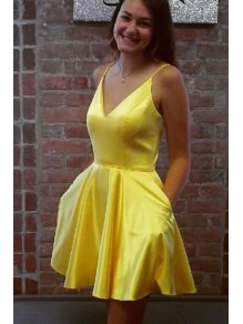 Short Yellow Prom Dress Homecoming Dresses Graduation Party Dresses 99701054
