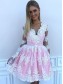 Short Prom Dress Long Sleeves Lace Homecoming Dresses Graduation Party Dresses 99701075