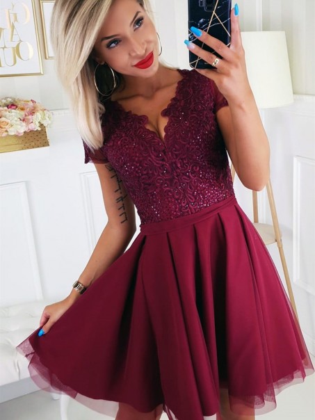Short Beaded Lace Prom Dress Homecoming Graduation Cocktail Dresses 99701136