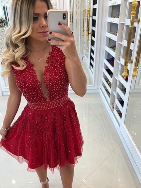 Short Beaded Lace Prom Dress Homecoming Graduation Cocktail Dresses 99701226