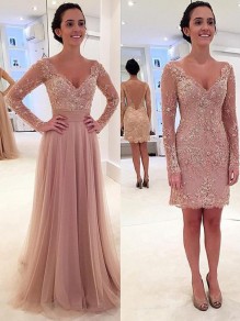 Elegant Beaded Lace Long Sleeves Mother of the Bride Dresses 99702001