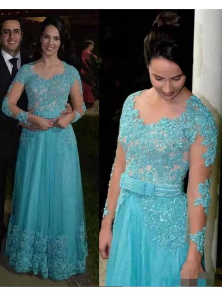 A-Line Beaded Lace Long Sleeves Mother of the Bride Dresses 99702012
