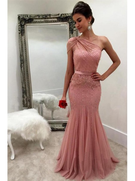 Mermaid One-Shoulder Beaded Mother of the Bride Dresses 99702025