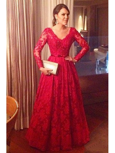 A-Line Long Sleeves Lace Mother of the Bride Dresses 99702031