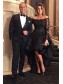 High Low Beaded Lace Black Mother of the Bride Dresses 99702065