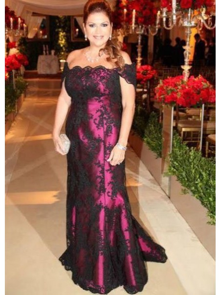Long Lace Off-the-Shoulder Mother of the Bride Dresses 99702074