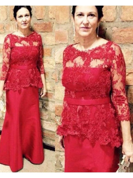 Long Red Mermaid Lace Mother of the Bride Dresses 99702076