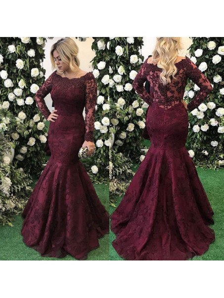 Long Sleeves Beaded Mermaid Mother of the Bride Dresses 99702080