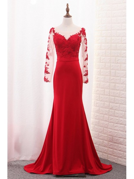 Long Sleeves Lace Mermaid Red Mother of the Bride Dresses 99702089