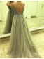 Sexy Side Split Prom Dresses Sleeveless Tulle Evening Long Party Dresses 99901026